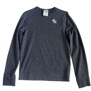 Y2K-VTG  A & F-Muscle LS Tee-Heavy Weight-Gray-XL (Fits Like S )-Preppy-Moose